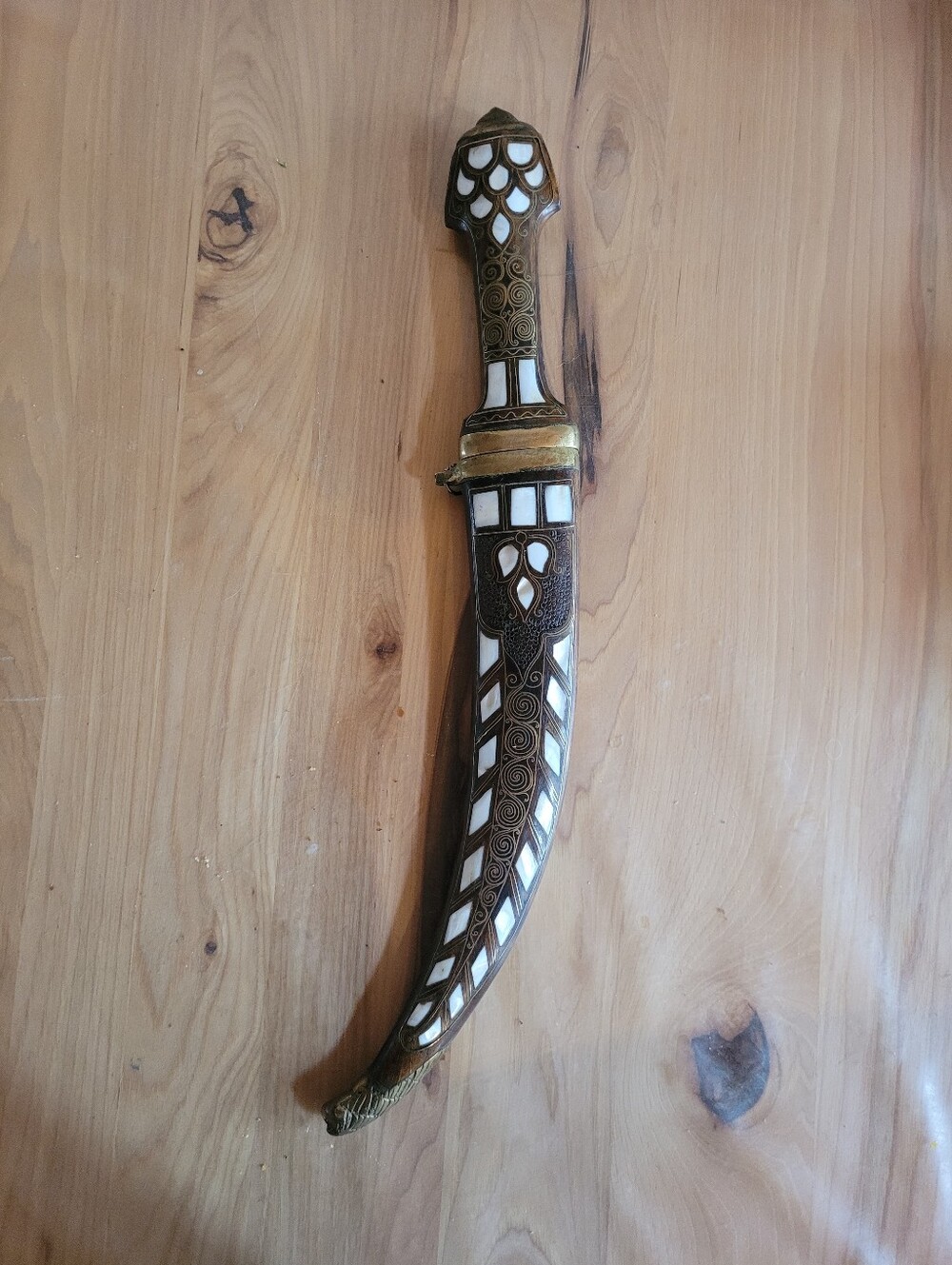 Turkish Ottoman Dagger Knife Ornate With 68 Mother Of Pearl Inlays.